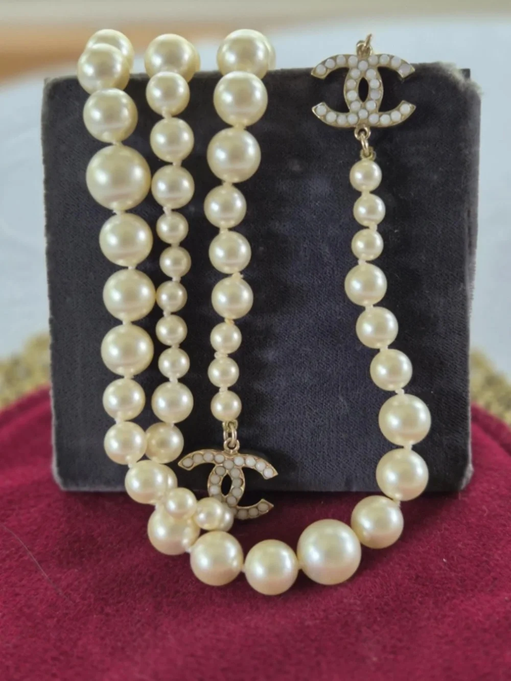 Vintage Chanel 1996 Pearl Necklace | France | Multi-Strand Cream Faux Pearls |